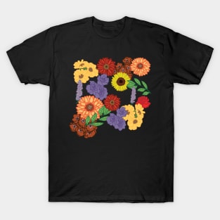 Aesthetic Floral Design Sunflowers Roses T-Shirt